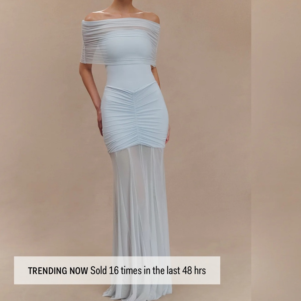 Meshki Off-Shoulder Light Blue Dress Caspian Size Small